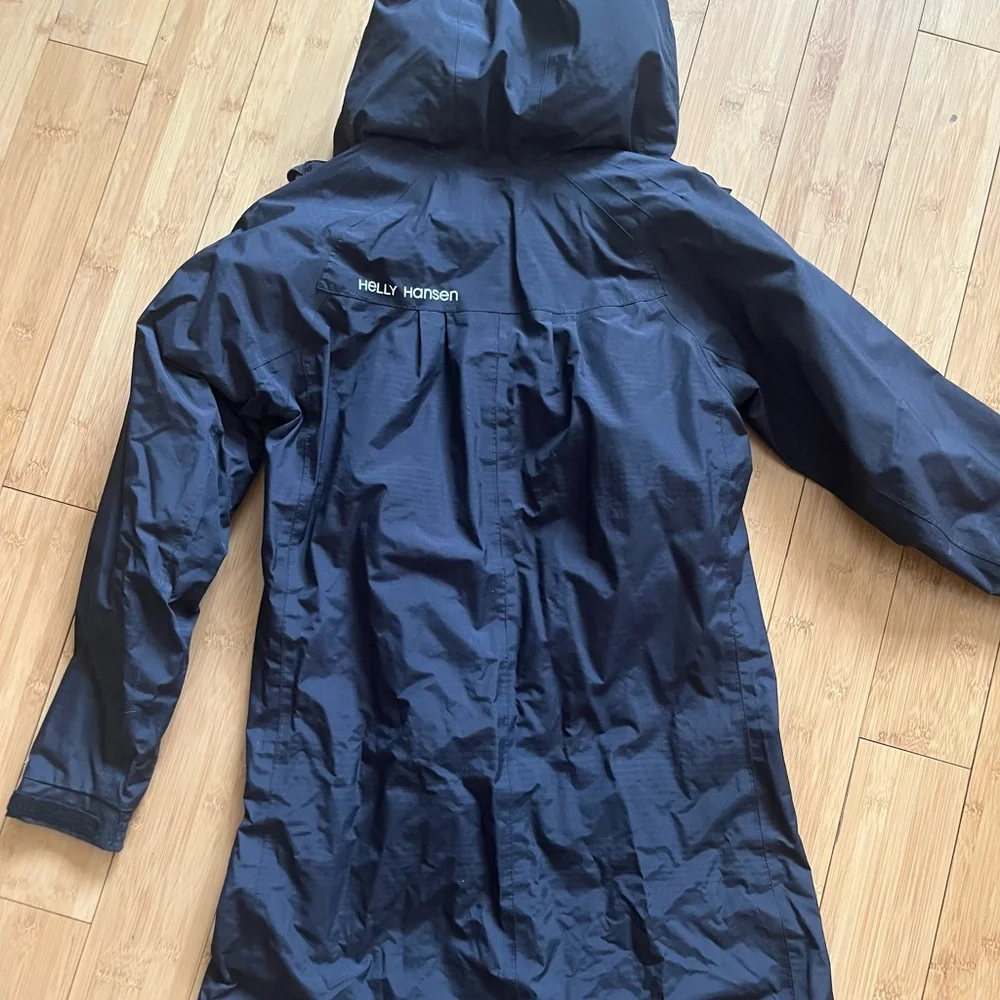 Helly Hansen Rain jacket black long hooded, black polyamide polyester size xs - Picture 3 of 8